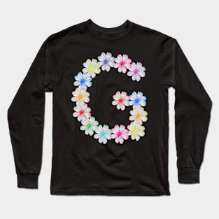 Letter G, flower, cosmos flowers, floral, nature Long Sleeve T-Shirt